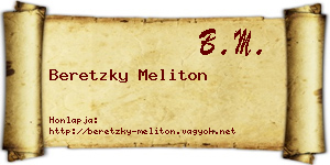 Beretzky Meliton névjegykártya